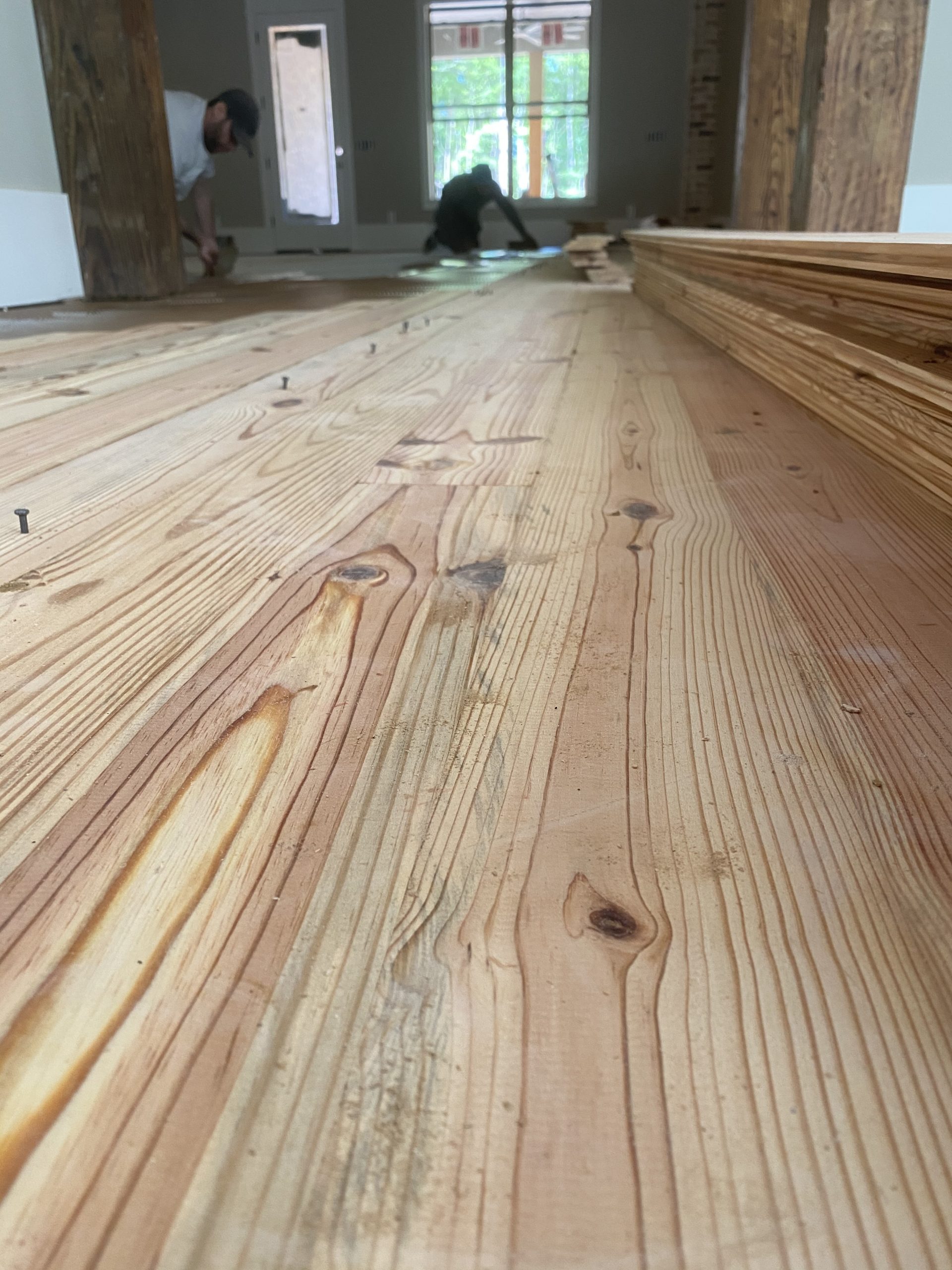 reclaimed wood flooring in work